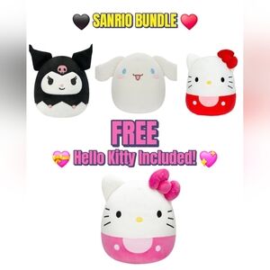 Sanrio Squishmallows Bundle 🎀 Includes FREE Hello Kitty 8” Plush! 😺💖